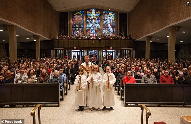 The shooter, who remains unidentified, stormed the school's church Wednesday morning. The church is pictured in 2017