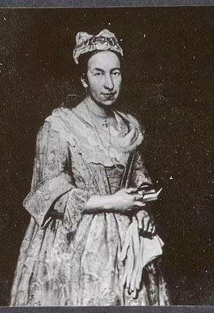 The painting is a portrait of Contessa Colleoni created by Vittore Ghislandi in 1743