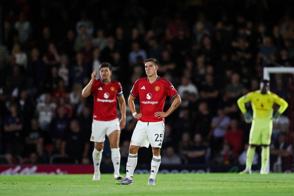Manchester United players looking dejected on the field.