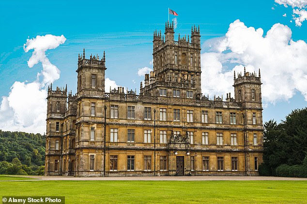 The gothic property is reminiscent of Highclere Castle (pictured) used as the location for TV's Downton Abbey