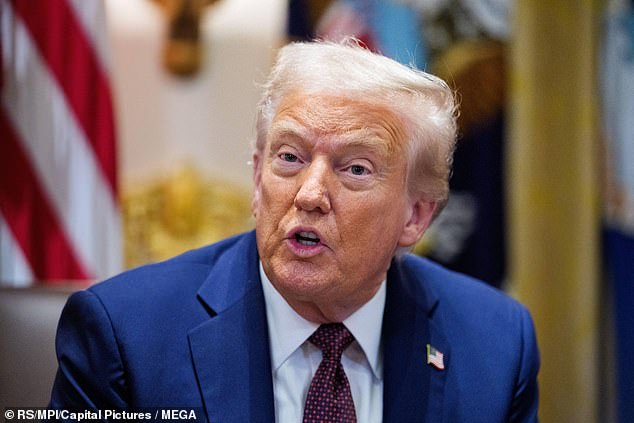 The former Prime Minister held talks on the Middle East peace process with the US President (pictured) and his son-in-law Jared Kushner at the White House
