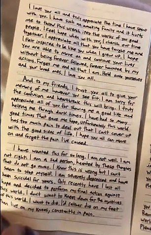 Westman told her parents to 'please move on and continue to give your love to my brothers and sisters and to the rest of the world