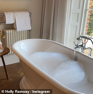 She also shared snaps of the food as well as a relaxing bubble bath