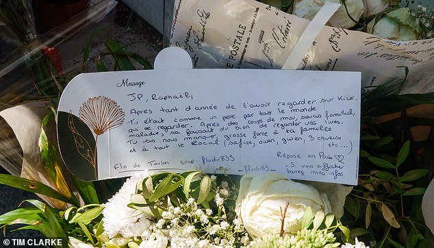 Floral tributes were left outside Pormanove's studio following his death
