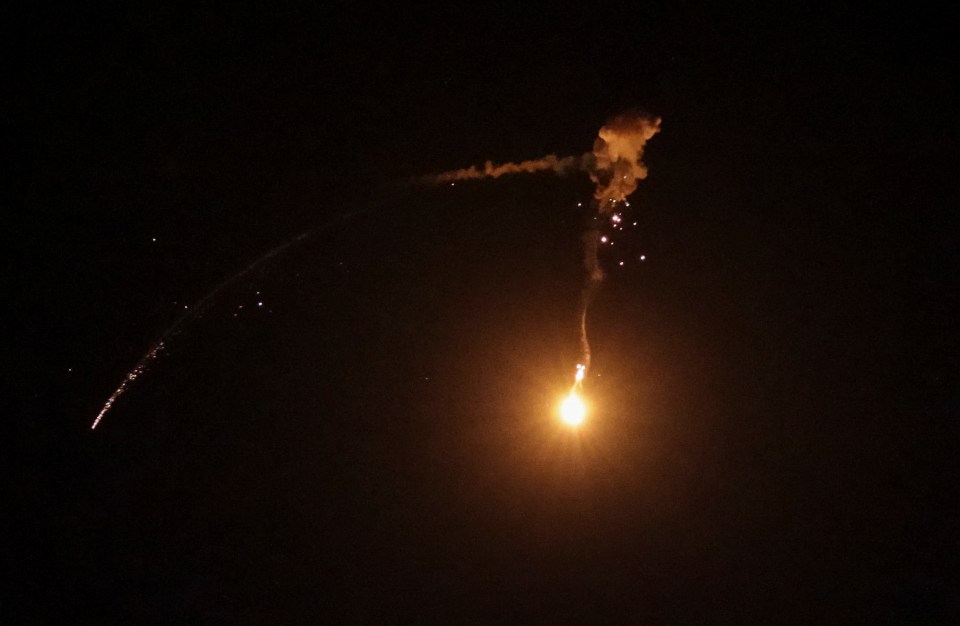 Drone explosion over Kyiv.