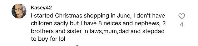 The clip drew mixed reactions from her followers; while some praised the mother for getting ahead of the Christmas rush, others claimed it was too early to even start thinking about the festive season