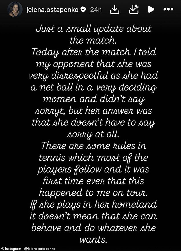Ostapenko accused Townsend of violating tennis etiquette by refusing to apologize