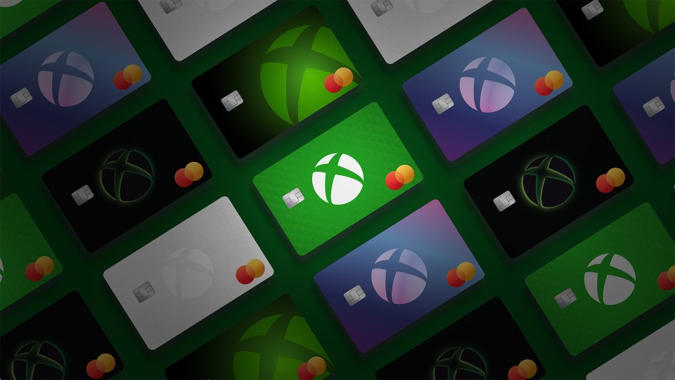 Illustration of various Xbox gift cards.