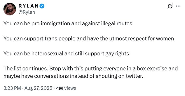 Clark later posted on social media that he could be 'pro-immigration and against illegal routes'