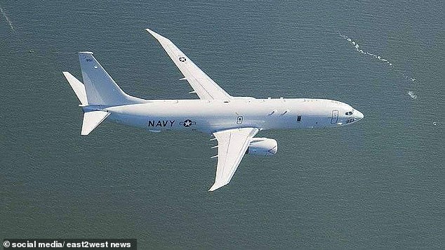 Russia's escorting £60million Su-35S - the Kremlin's most advanced 4.5-generation multirole fighter jet, with a NATO reporting name of Flanker-E - evidently did not seek to interfere with the £208million US plane's (pictured) flight over international waters in the Black Sea