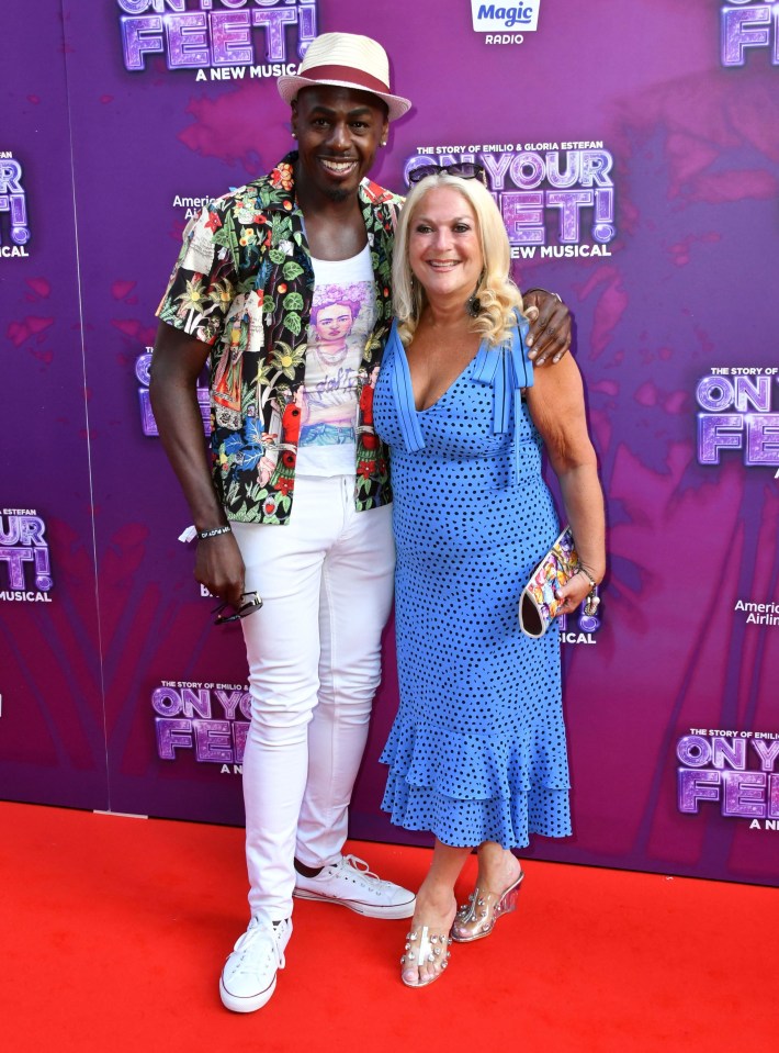 Ben Ofoedu and Vanessa Feltz at the press night for the musical *On Your Feet!*