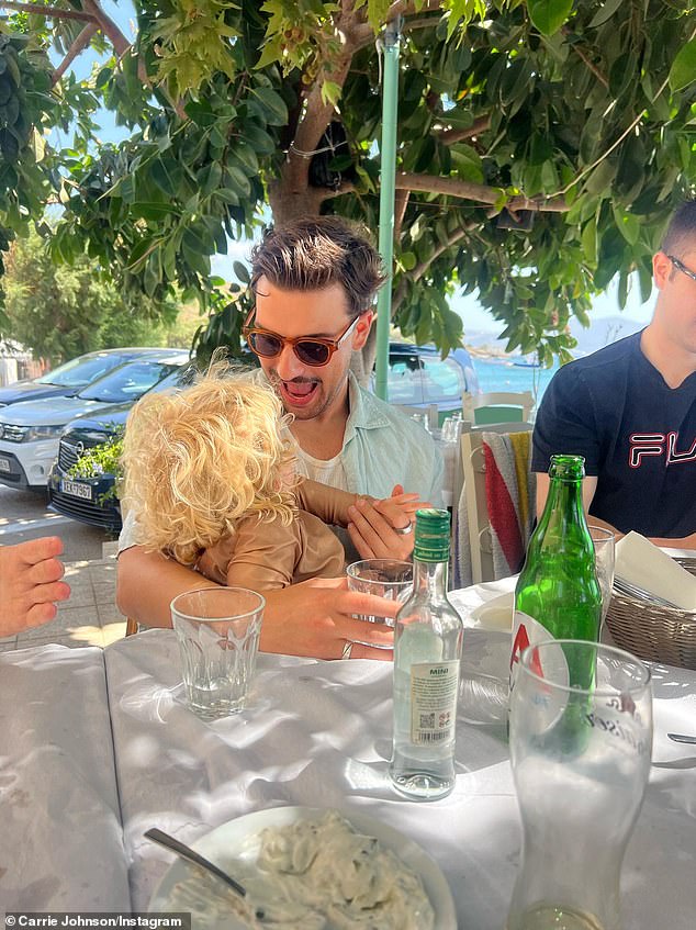 The Johnsons spent time with friends during their holiday to Euboea, also known as Evia