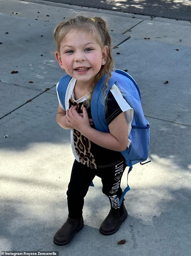 Azaylee (pictured) suffers from seizures and is unable to sleep alone, so the whole family shares one bed, according to the mother