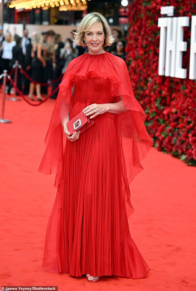 The film also stars American actress Allison as a divorce lawyer, and she turned heads at the premiere on Thursday