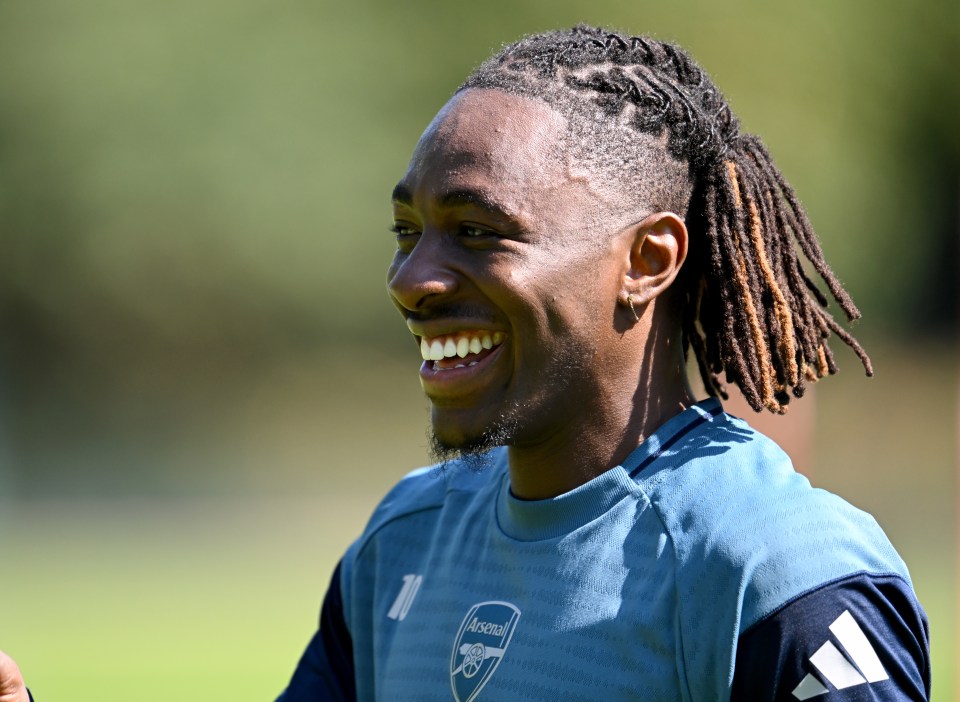 Eberechi Eze of Arsenal in training.