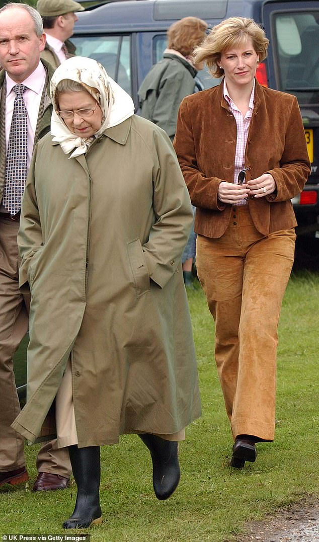 Queen Elizabeth II and Sophie together at Windsor. After her mother's passing, Sophie grew closer to the late Queen, whom she was heard calling 'mama' on occasions