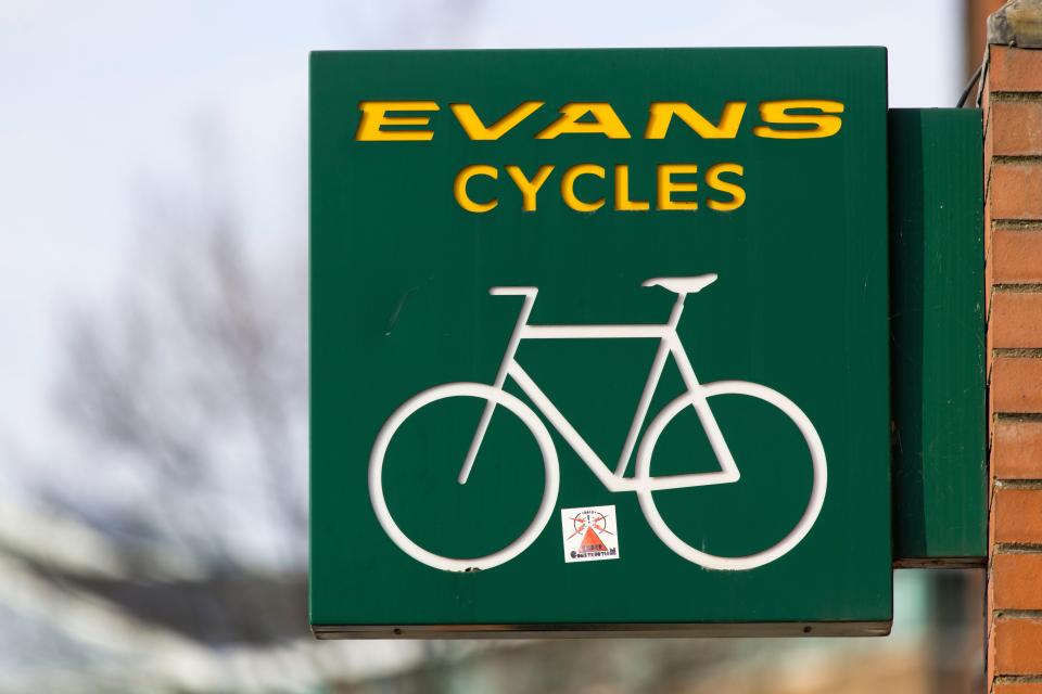 Evans Cycles bike shop sign.