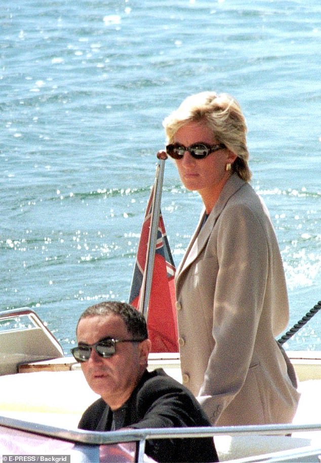 Pictured: Princess Diana and Dodi Fayed on a yacht during their vacation in the summer of 1997
