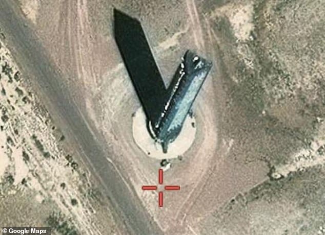 Visible on Google Maps, the unusual structure is stationed in a remote spot in Nevada, about 80 miles (130km) northwest of Las Vegas