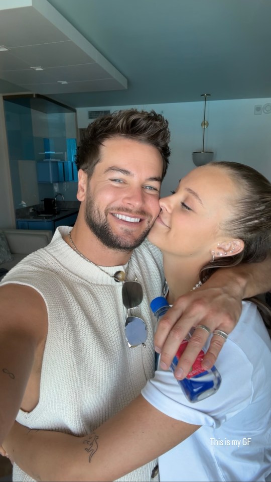 Chris Hughes and JoJo Siwa embracing.