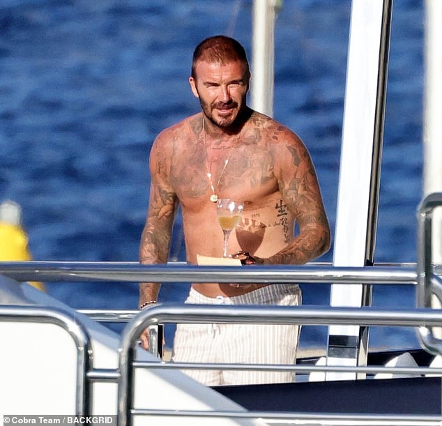 Despite being one of the world's most famous footballers, David didn't seem to impressed by his own son's efforts, because he was too busy fixing himself a cocktail