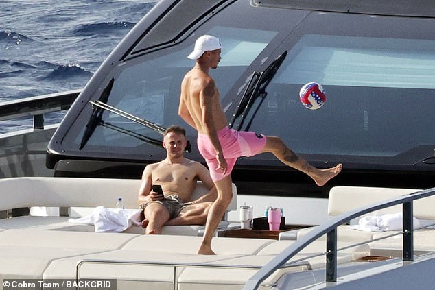 Romeo was joined by a friend as he performed keepie-uppies while they chatted away