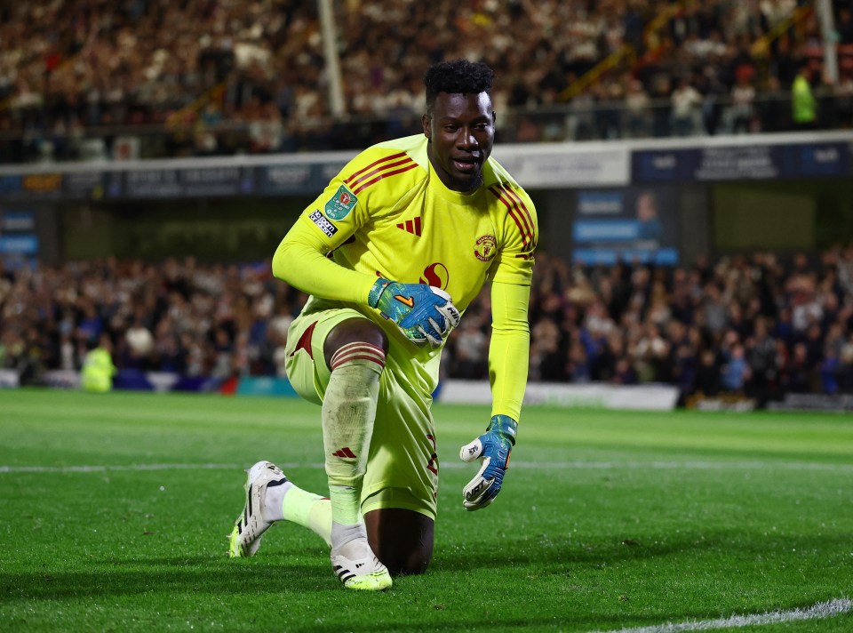 Andre Onana of Manchester United during a penalty shootout.
