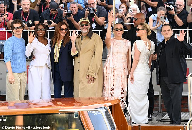 Left to right: Andrew Garfield, Ayo Edebiri, Julia Roberts, Luca Guadagnino, Chloë Sevigny, Nora Garrett and Michael Stuhlbarg