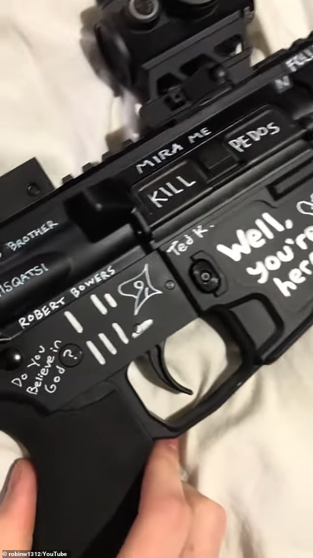 Westman showed firearms scrawled with the names of infamous terrorists, including Robert Bowers, who carried out the 2018 Pittsburgh synagogue shooting, and Unabomber Ted Kaczynski