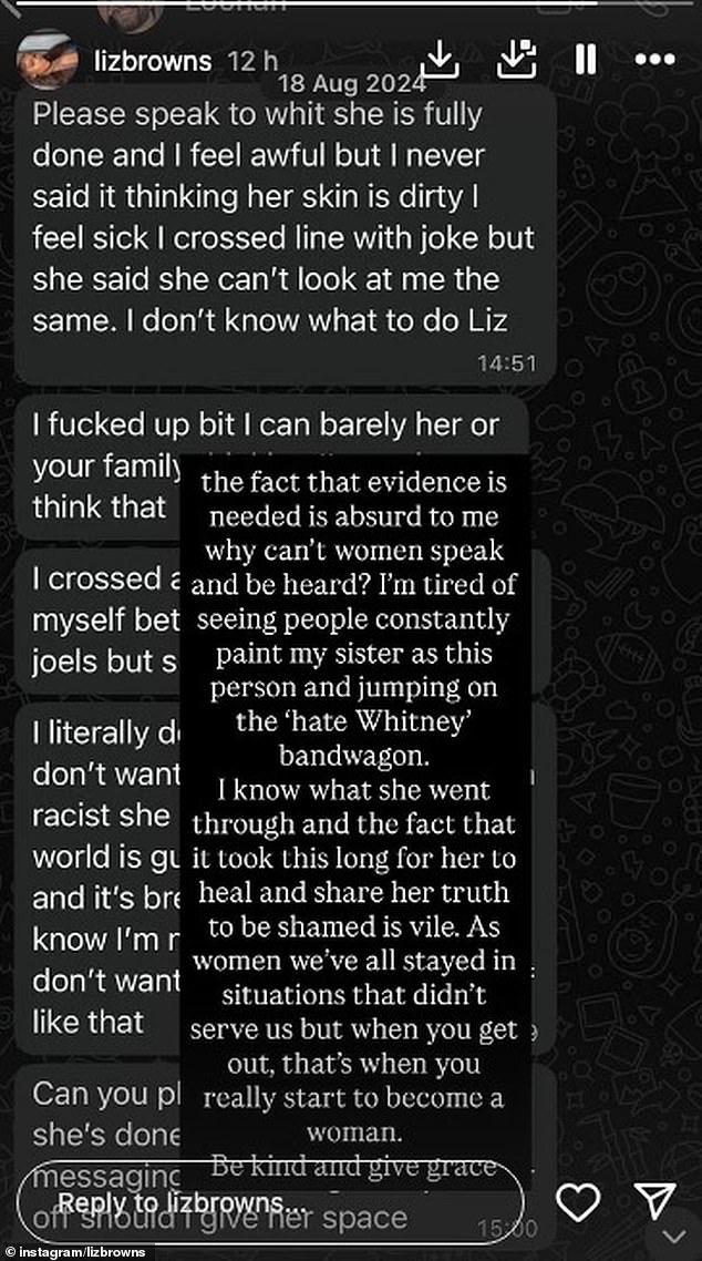 In a previous post made by Ms Abedayo's sister Liz, she took to social media to post an image that appeared to be a screenshot of a message shared by Mr Nowacki, seemingly admitting the racist claims