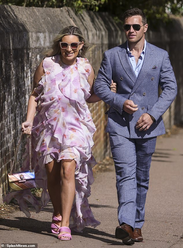New mum Maddi looked gorgeous in a pink ruffled dress