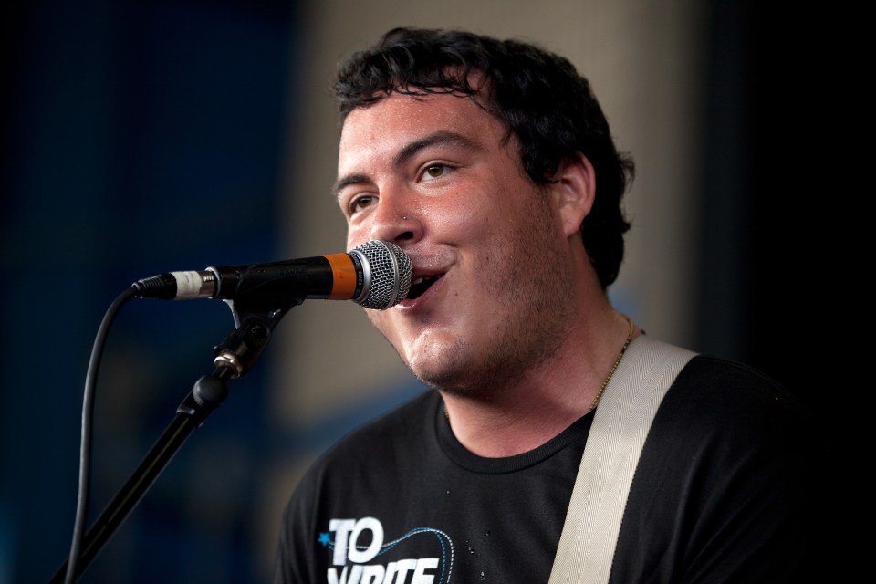 A.J. Perdomo of The Dangerous Summer performing at the 2011 Vans Warped Tour.