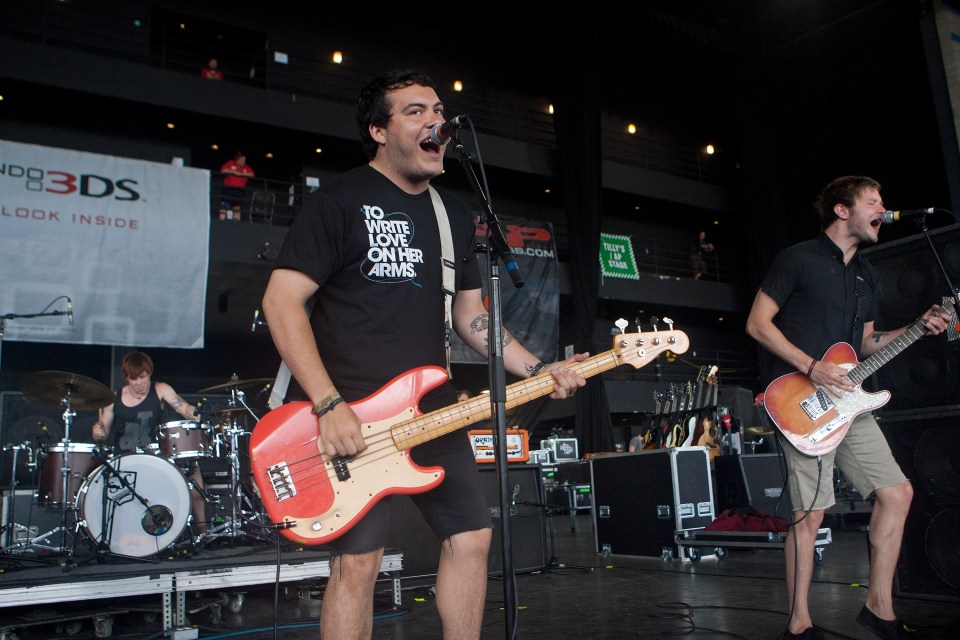 The Dangerous Summer performing onstage at the 2011 Vans Warped Tour.