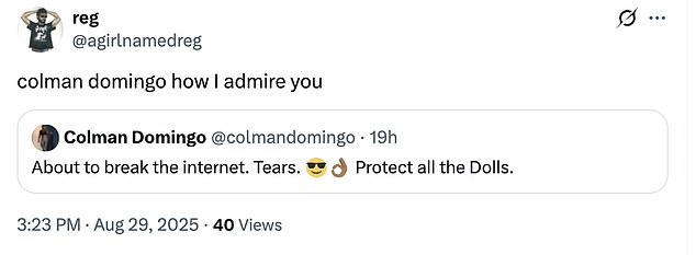 Colman also posted on X ahead of the Tears release: 'About to break the internet. Tears. Protect all the Dolls'