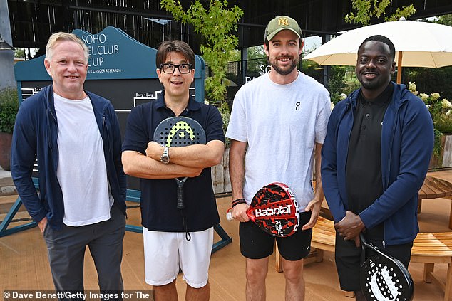 Soho House founder Nick Jones yesterday hosted the first Soho Padel Club Cup at Soho Farmhouse in Oxfordshire and was joined by comics Michael McIntyre and Jack Whitehall and actor Daniel Kaluuya (pictured)