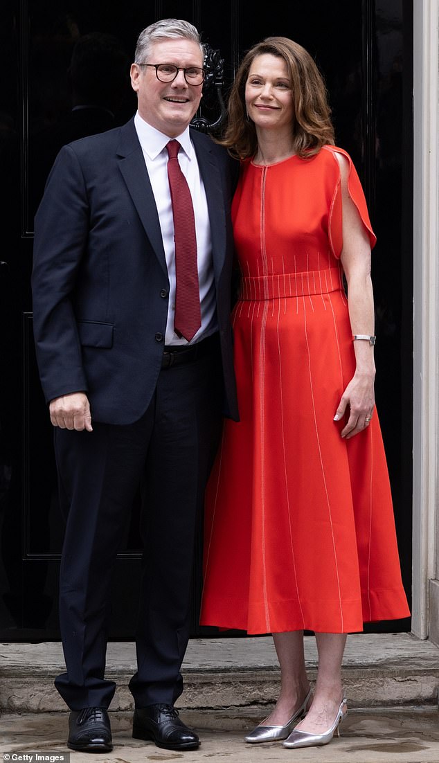 Sir Keir Starmer and his wife Victoria have bagged thousands of pounds-worth of freebies earning the Prime Minister the nickname 'Free Gear Keir' (pictured together following Labour's election victory)