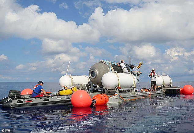 OceanGate submersible named Titan, is pictured in June 2023 on a visit to visit the wreckage site of the Titanic