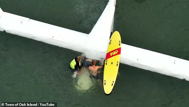 The video captured Finkelstein being rescued from the front window of the aircraft and helped onto a water rescue raft