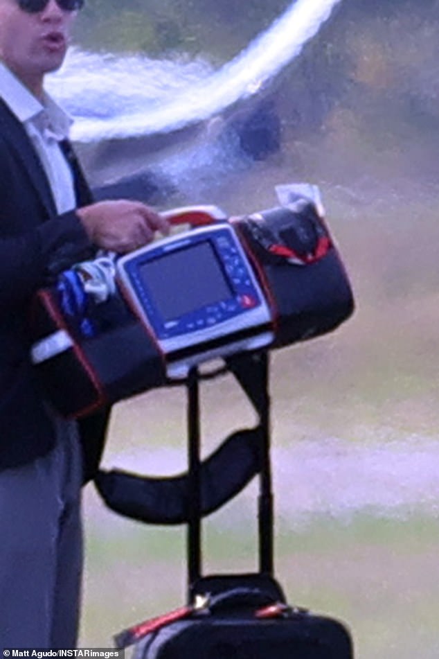 The Clinton's were seen carrying a portable unit which looked to be a Propaq MD Air Medical Bag - a lightweight transport monitor and defibrillator - at the airport on Thursday