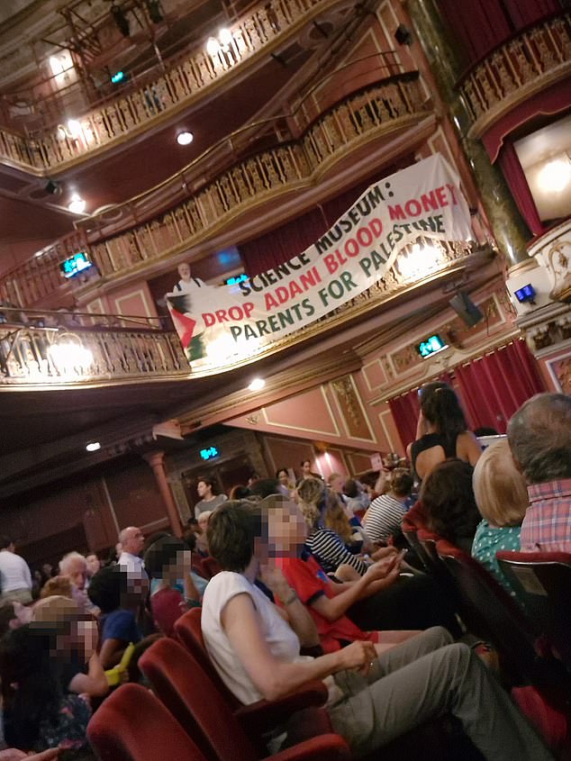 A group of 'Parents for Palestine' protesters stormed the venue and began chanting in front of an audience of terrified youngsters