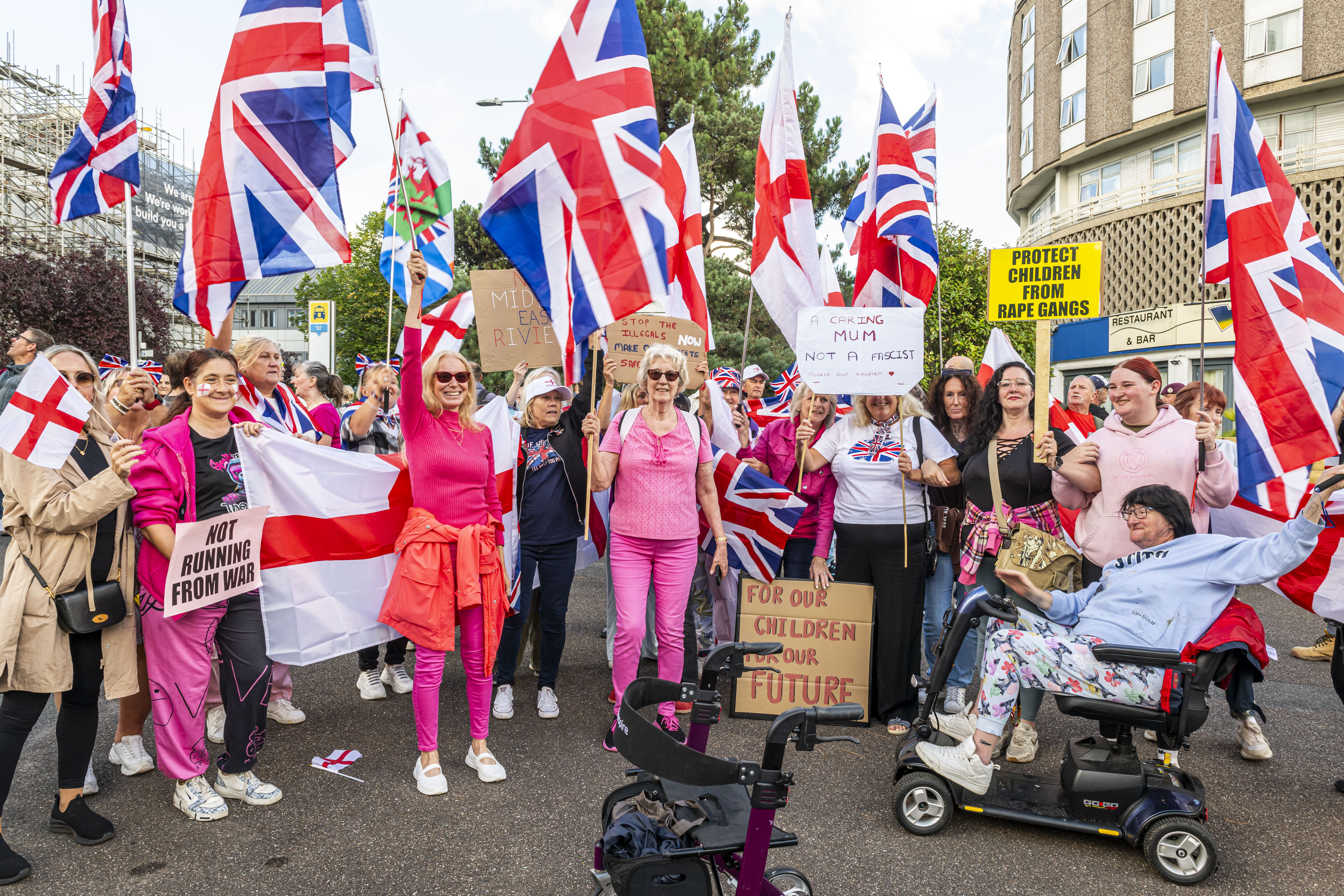 Protest against asylum seekers housed in hotels.