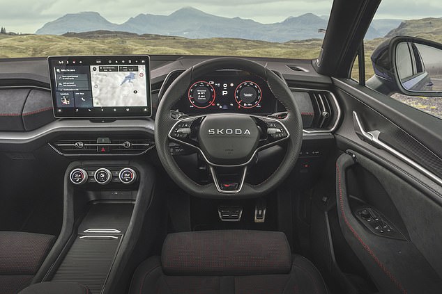 The Kodiaq cleverly uses three multi-purpose 'smart' dials on the dashboard to control a variety of functions