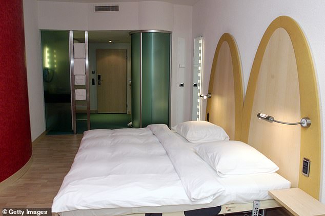 Inside, the beds were framed by giant arches in a nod to the fast-food chain