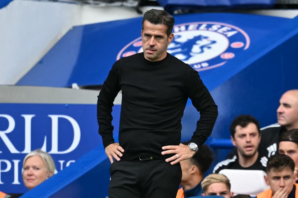 Marco Silva, Fulham's head coach, on the sidelines of a soccer match.