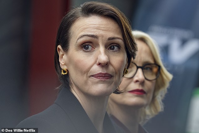 Suranne Jones, left, stars as Abigail, and Julie Delpy as Vivienne, in Netflix series The Hostage