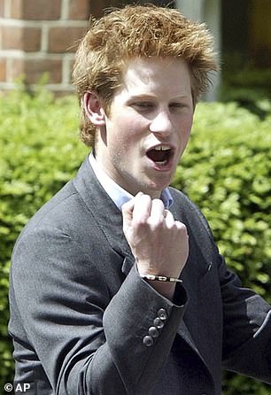 Harry punches the air as he leaves Eton College on his last day at the top public school
