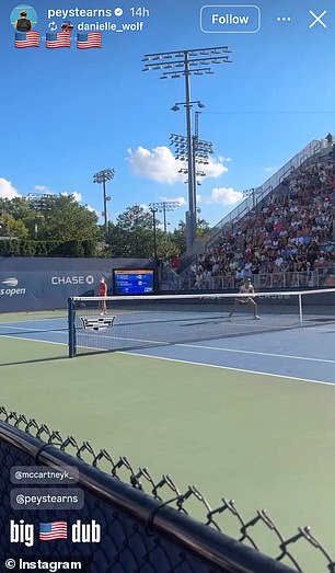 Payton Stearns shared a post from a friend that appeared to take a shot at Kalinskaya, but blocked the mesage out with three USA flags