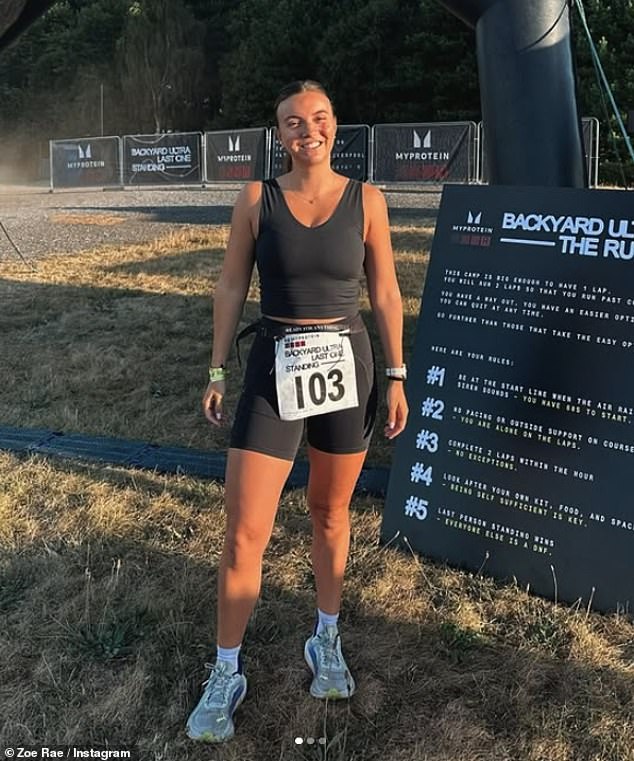 Meanwhile sister Zoe (pictured) completed an ultra marathon back home