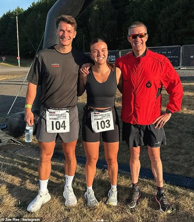 She was supported by husband Danny Rae (L) and dad Stephen Hague (R)