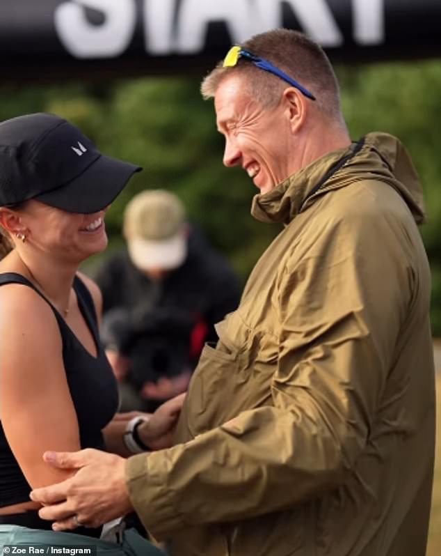 Zoe and Molly-Mae's dad Stephen could not wipe the smile off his face after his daughter crossed the finish line